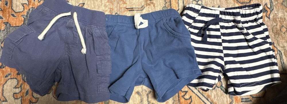 HB Baby Boys 3-6M Cotton Pull-On Jogger Shorts Bundle (3-Pack)